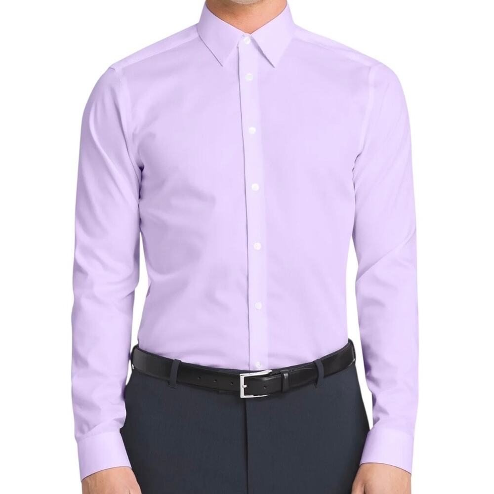 Calvin Klein Men’s Wrinkle Free Slim Fit Dress Shirt Lilac Size 15X34-35